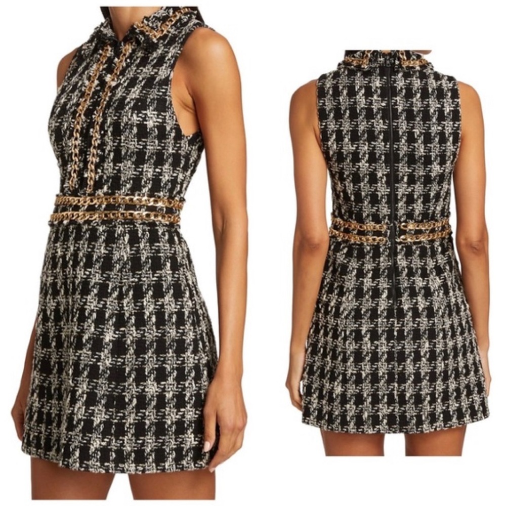 NEW Alice + Olivia Ellis Tweed Chain Mini Dress NWT